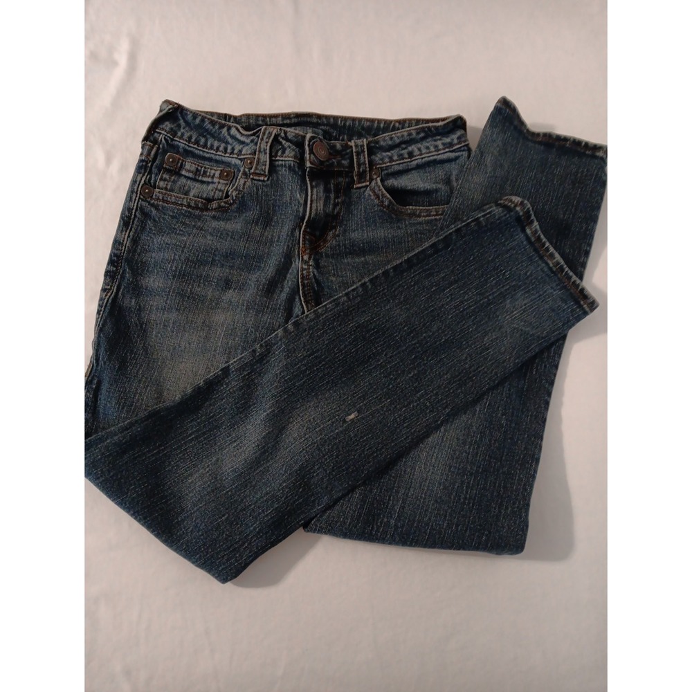 True Religion Jeans Girls Sz 12  Dark Wash Straight Leg  2 Flaws See Picture
